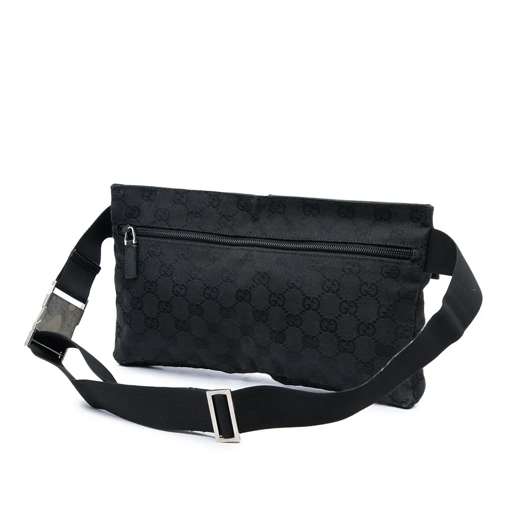 Gucci GG Canvas Double Pocket Belt Bag Black Canvas Very good - Back View