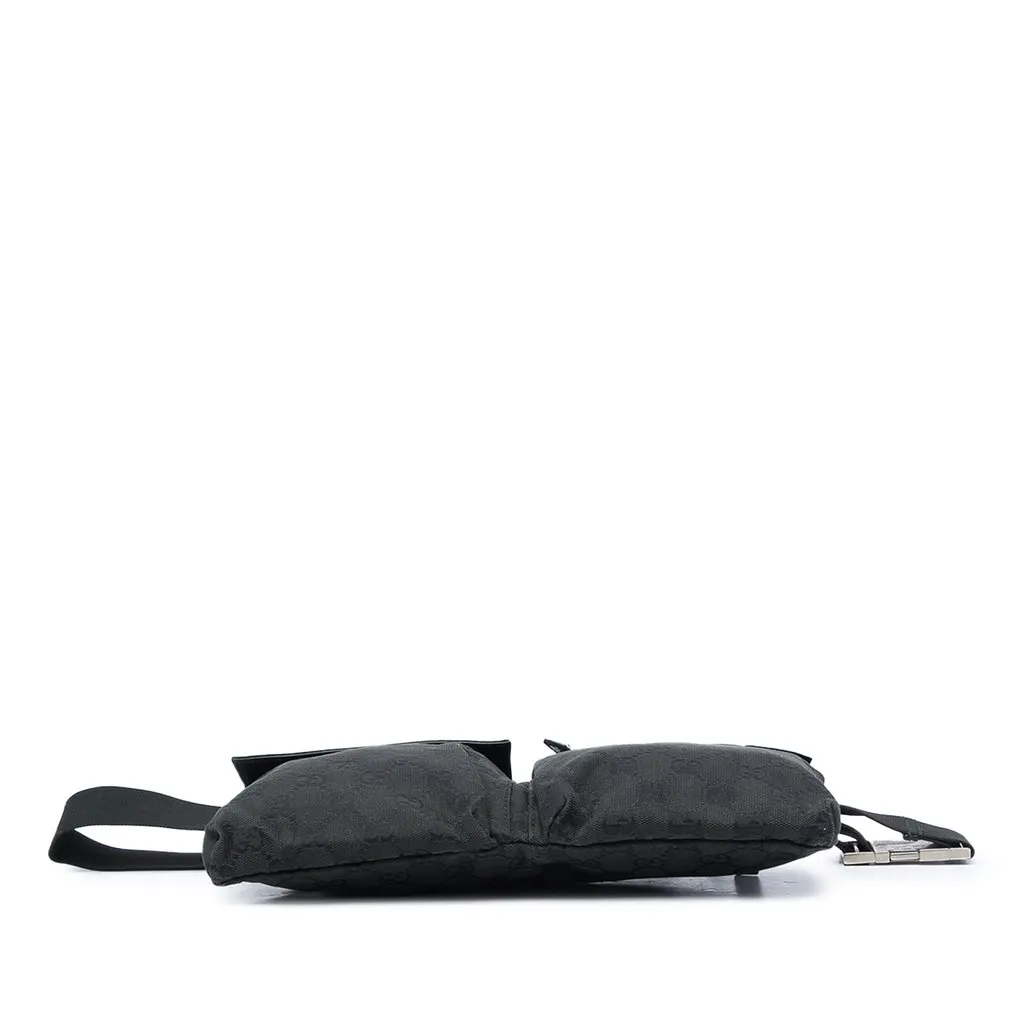 Gucci GG Canvas Double Pocket Belt Bag Black Canvas Very good - Inside View