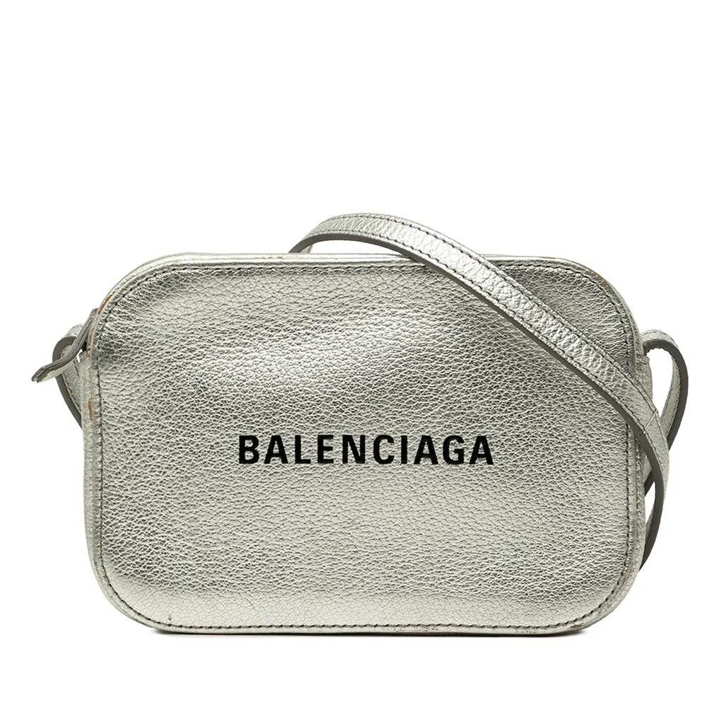 Balenciaga Metallic Leather Everyday Camera Bag XS Silver Leather Very good - Front View