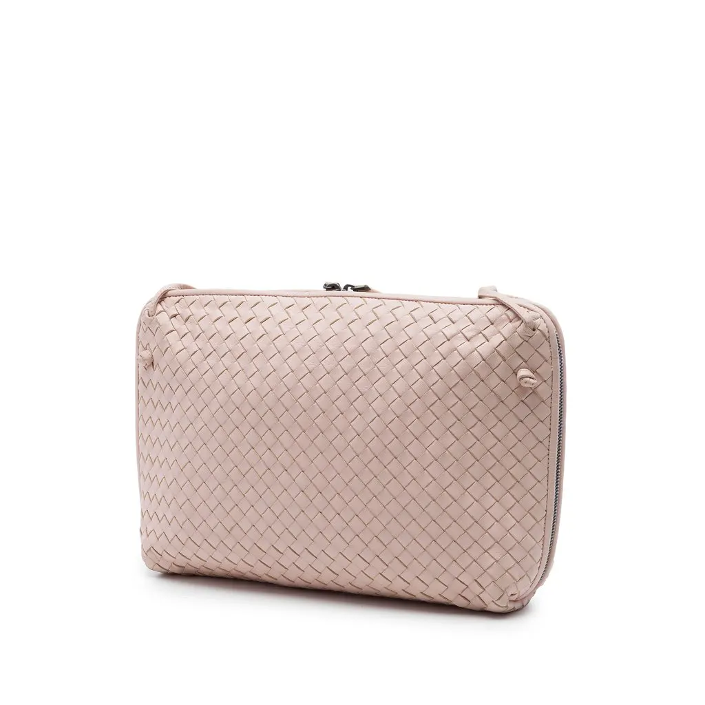 Bottega Veneta Large Nappa Intrecciato Nodini Crossbody Pink Leather Very good - Back View