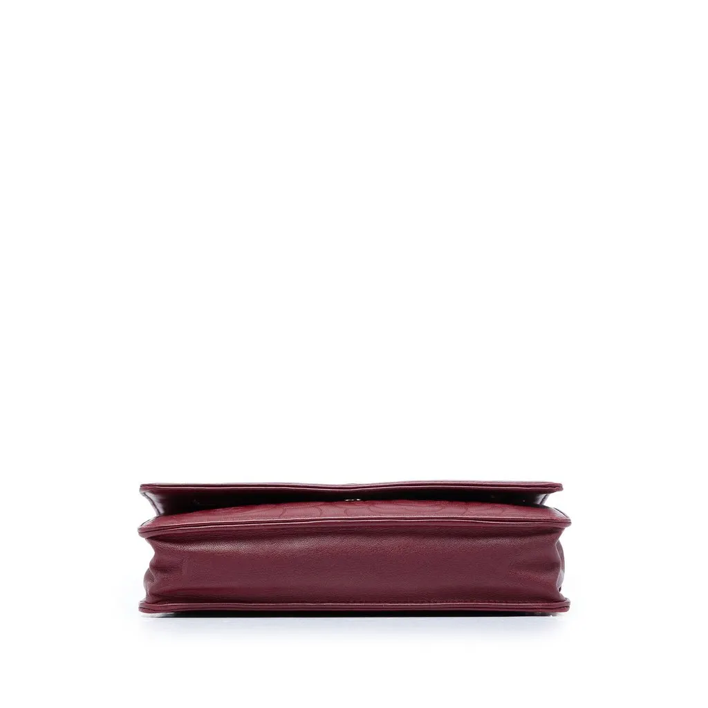 Chanel CC Embossed Calfskin Camellia Wallet On Chain Red Leather Very good - Inside View