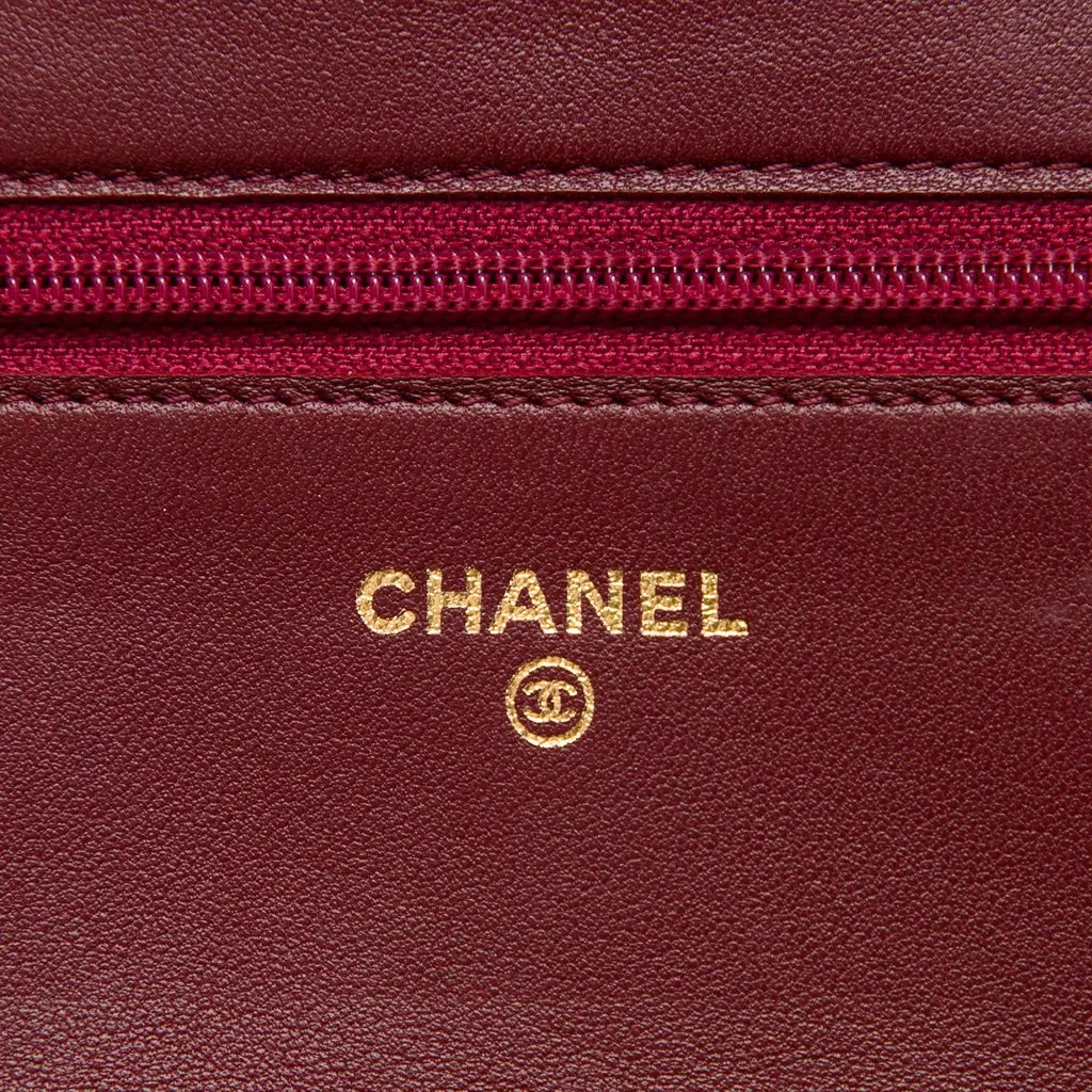 Chanel CC Embossed Calfskin Camellia Wallet On Chain Red Leather Very good - Box View