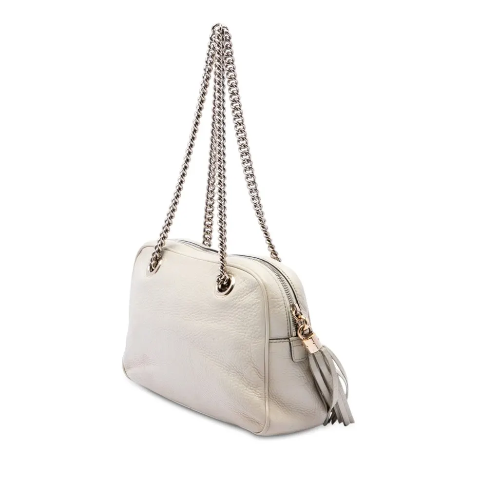 Gucci Leather Soho Chain Zip Shoulder Bag White Leather Very good - Back View
