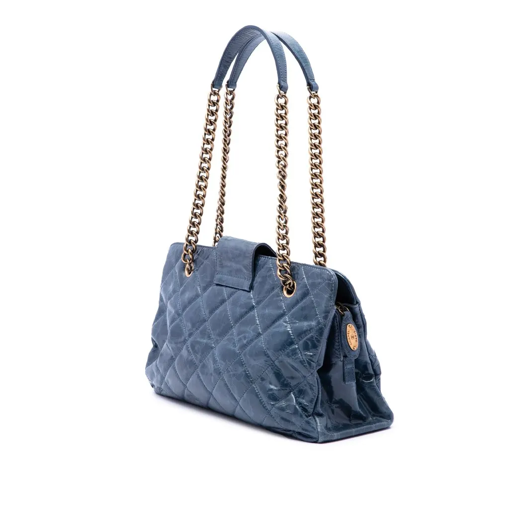 Chanel Quilted Aged Calfskin Reissue 2.55 Shoulder Bag Blue Leather Very good - Back View