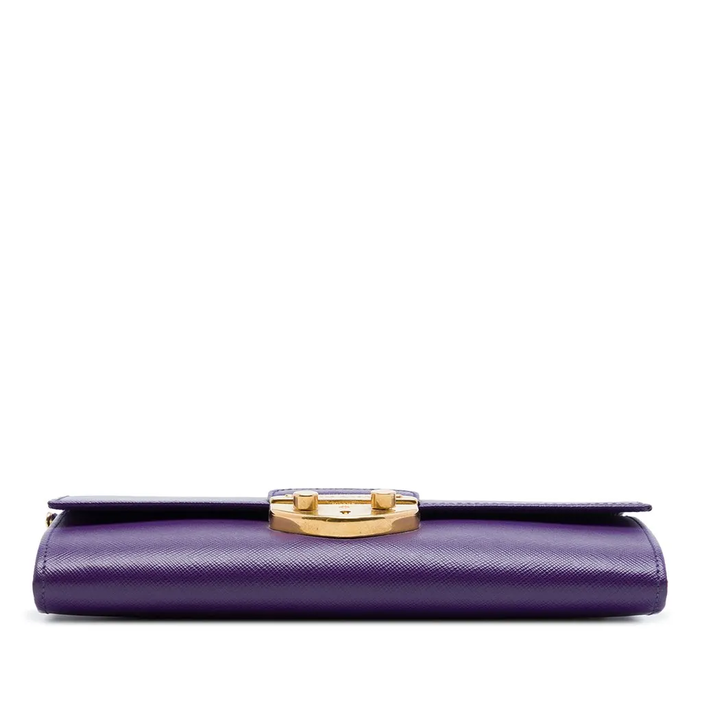 Prada Saffiano Sound Lock Wallet on Chain Purple Leather Very good - Inside View