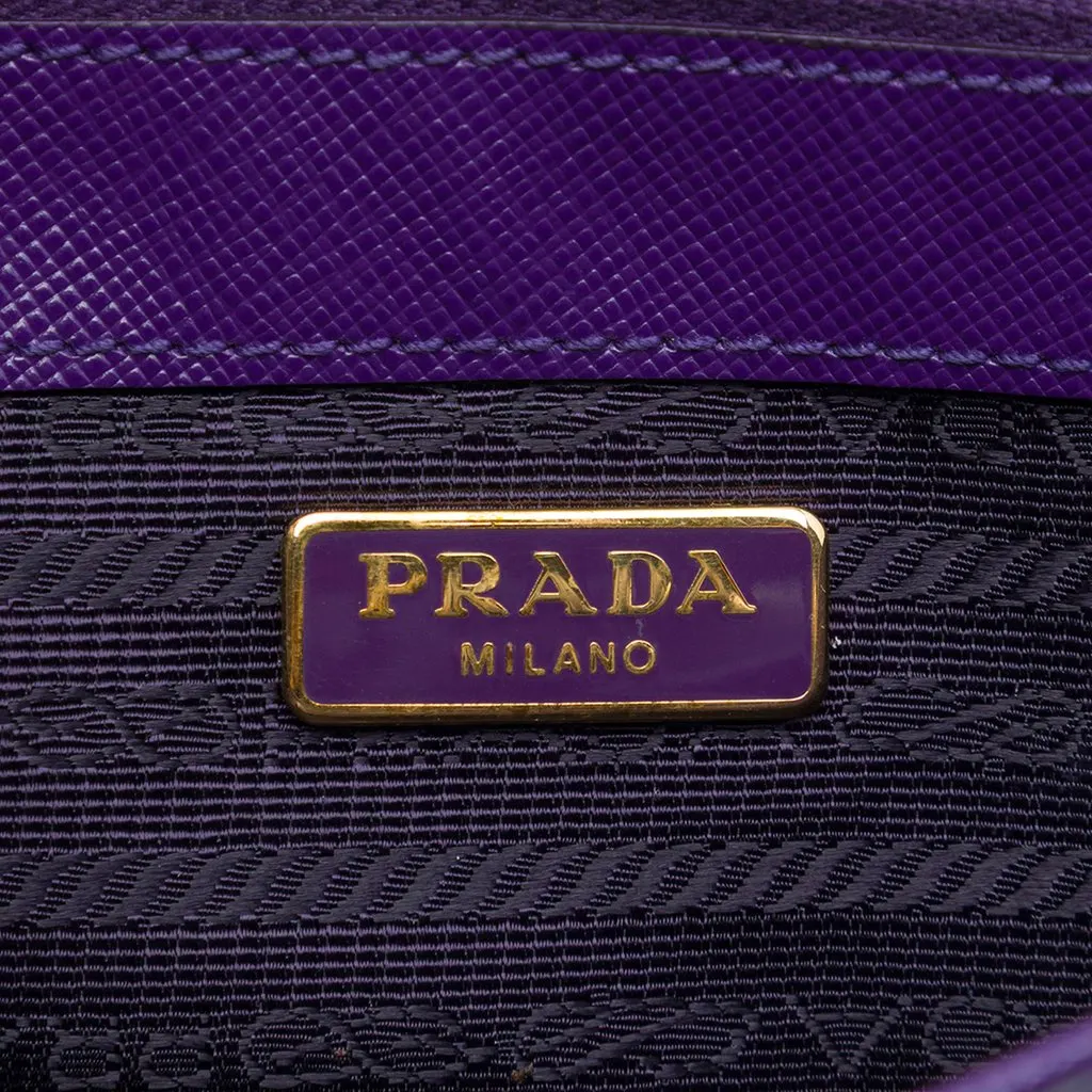 Prada Saffiano Sound Lock Wallet on Chain Purple Leather Very good - Box View