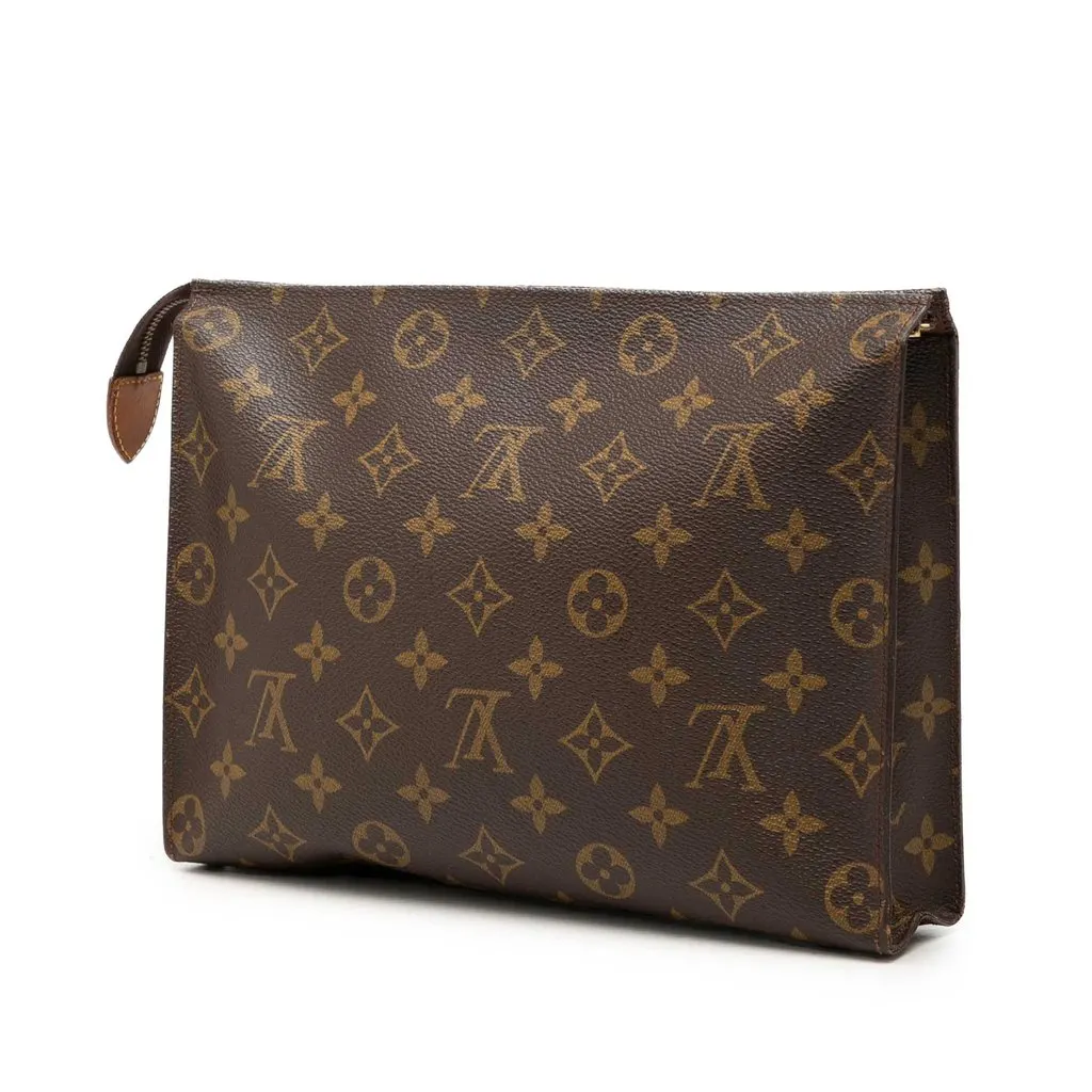 Louis Vuitton Monogram Toiletry Pouch 26 Brown Canvas Good - Back View