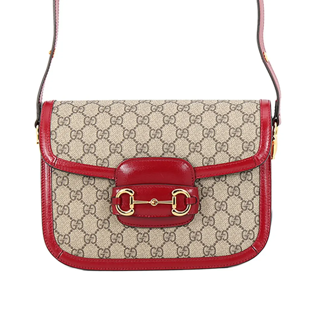 Gucci Medium GG Supreme Horsebit 1955 Shoulder Bag Beige Canvas Very good - Front View