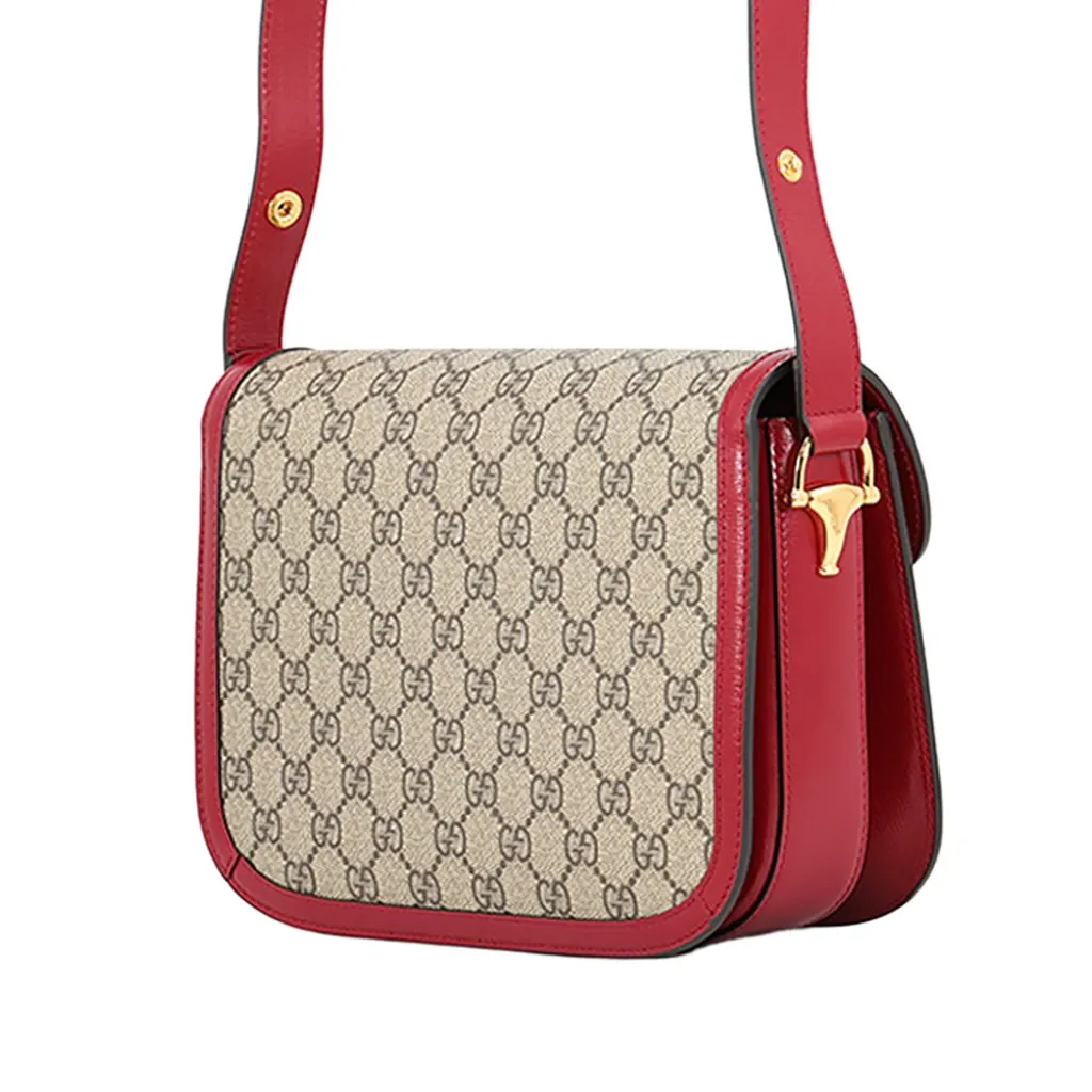 Gucci Medium GG Supreme Horsebit 1955 Shoulder Bag Beige Canvas Very good - Back View