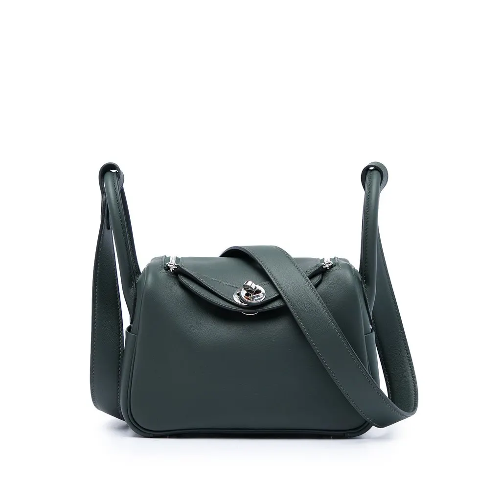 Hermès Mini Clemence Lindy 20 Green Leather Very good - Front View