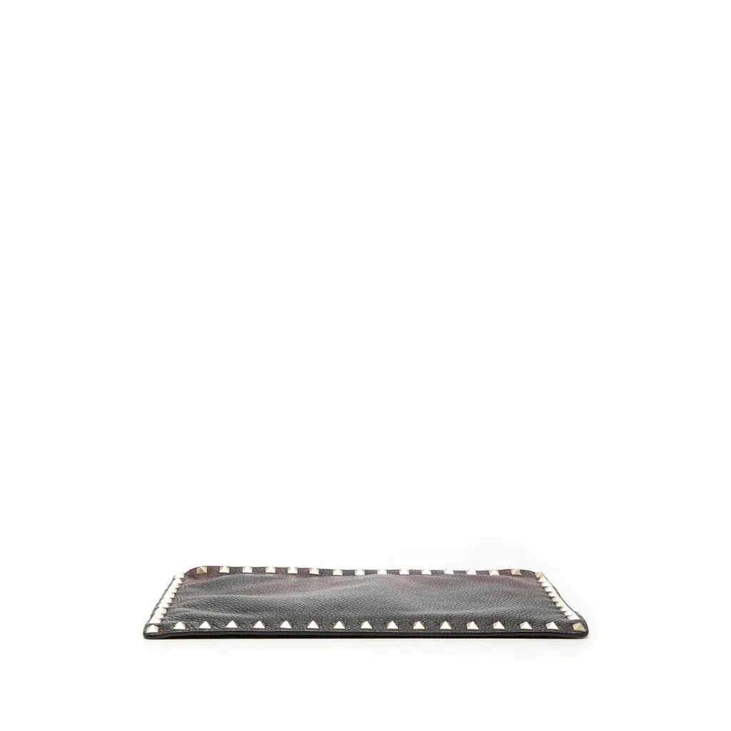 Valentino Grained Calfskin Rockstud Camouflage Zip Clutch Red Leather Very good - Inside View