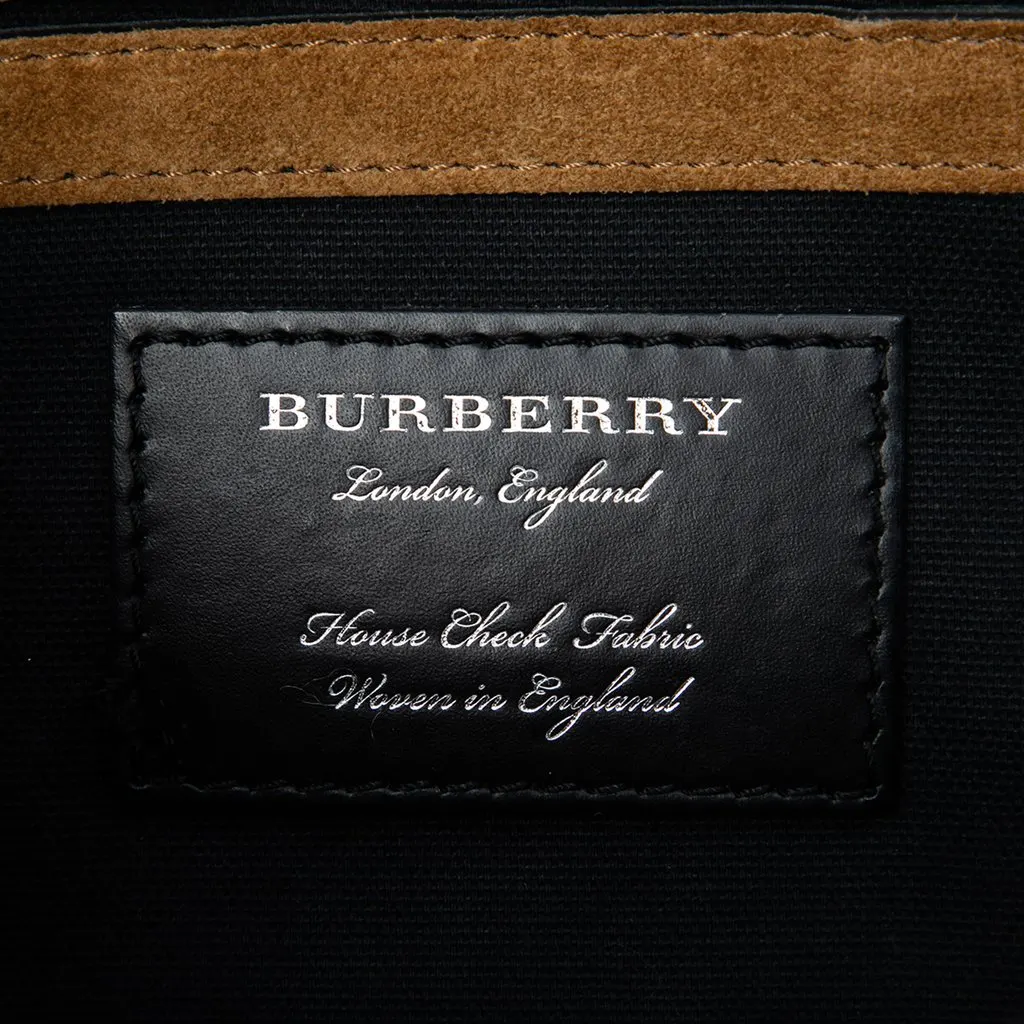 Burberry Small Leather and House Check Canvas Derby Macken Crossbody Green Leather Very good - Box View