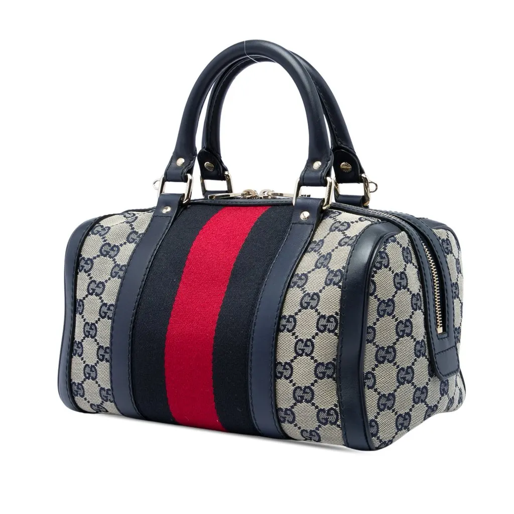 Gucci Small GG Canvas Web Joy Boston Bag Beige Canvas Very good - Back View