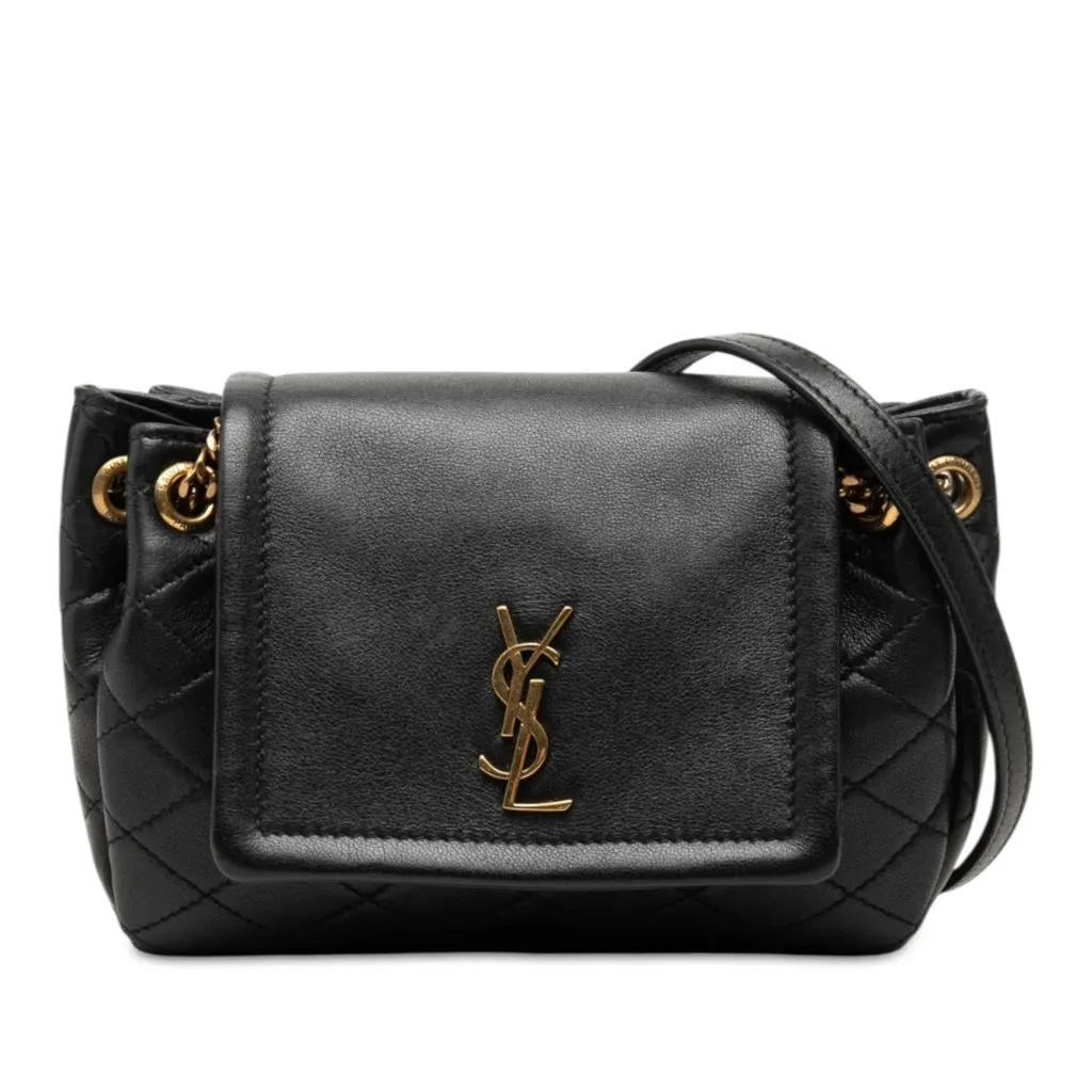 Saint Laurent Mini Quilted Lambskin Monogram Nolita Bag Black Leather Very good - Front View