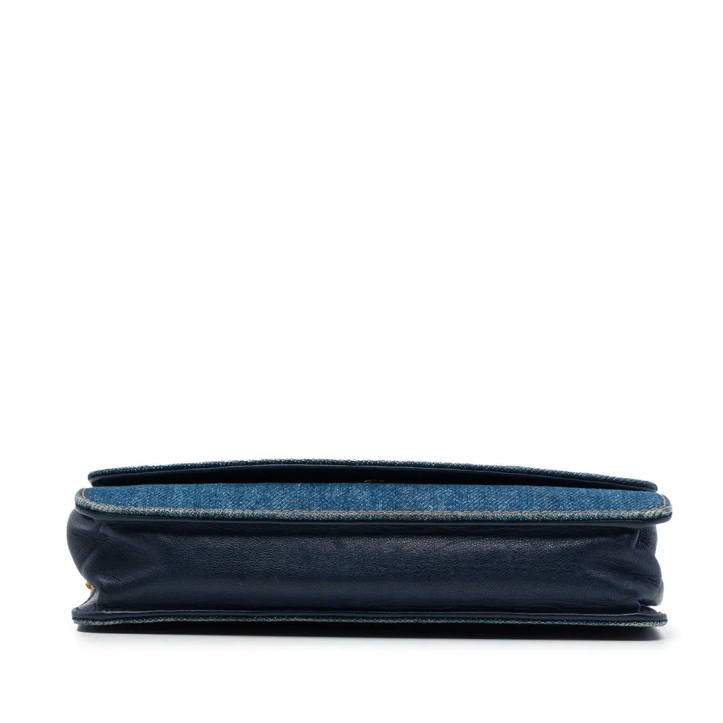 Chanel CC Denim Wallet On Chain Blue Very good - Inside View
