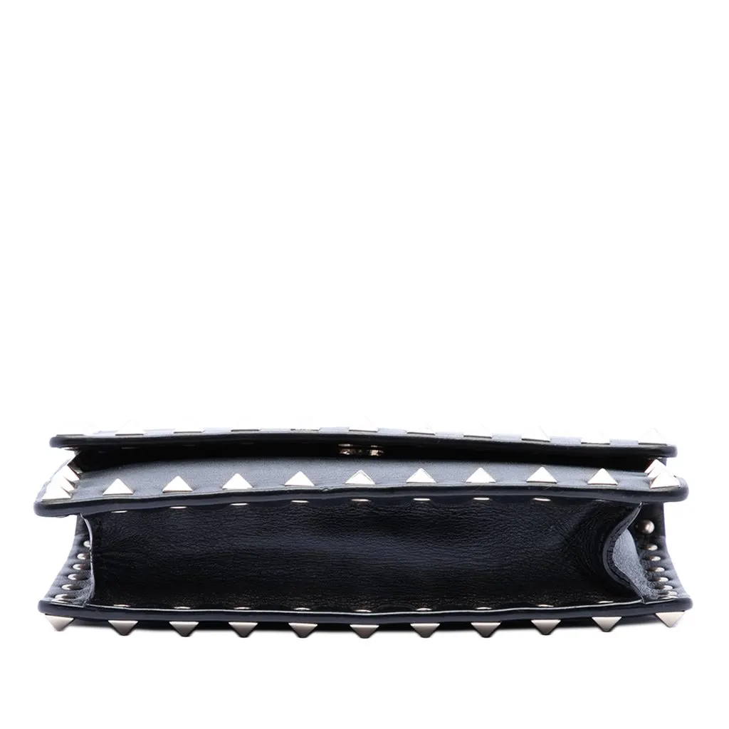 Valentino Leather Rockstud Clutch on Chain Black Leather Very good - Inside View