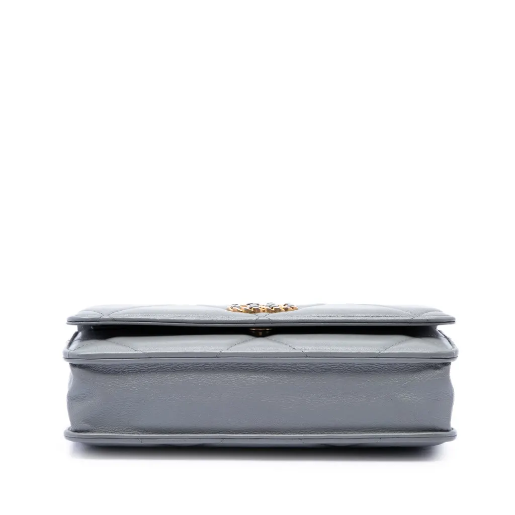 Chanel Quilted Lambskin 19 Wallet on Chain Grey Leather Good - Inside View