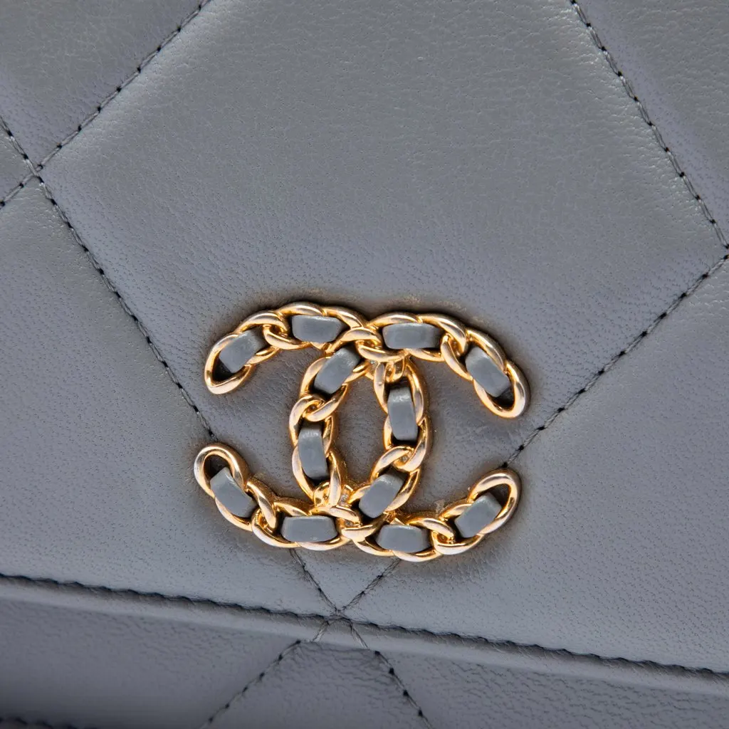Chanel Quilted Lambskin 19 Wallet on Chain Grey Leather Good - Box View