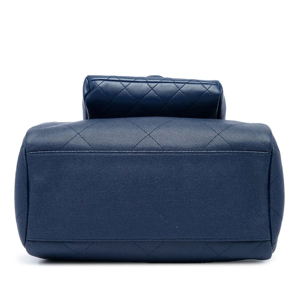 Chanel Small Quilted Caviar and Lambskin In The Loop Bowling Bag Blue Leather Very good - Inside View