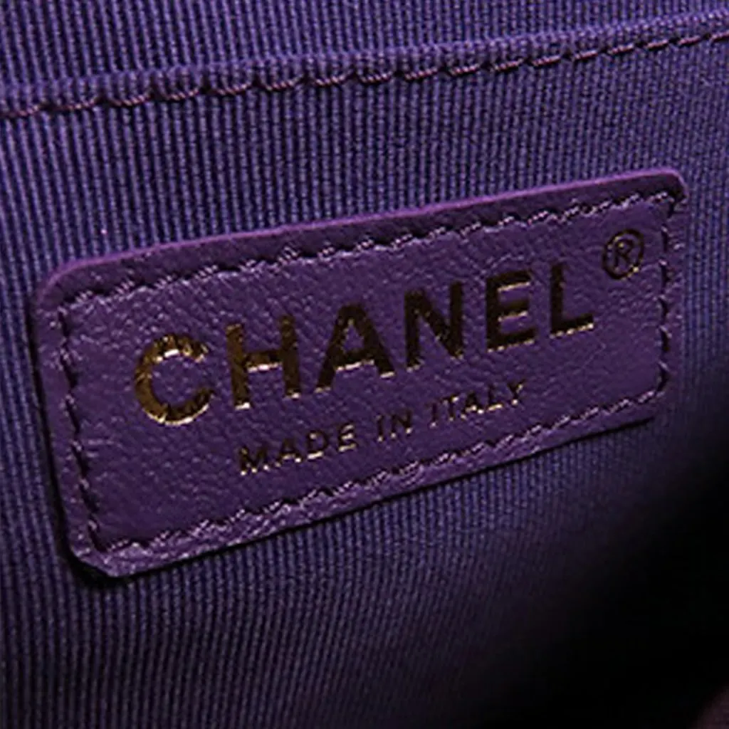 Chanel CC Quilted Tweed Top Handle Flap Purple Very good - Box View