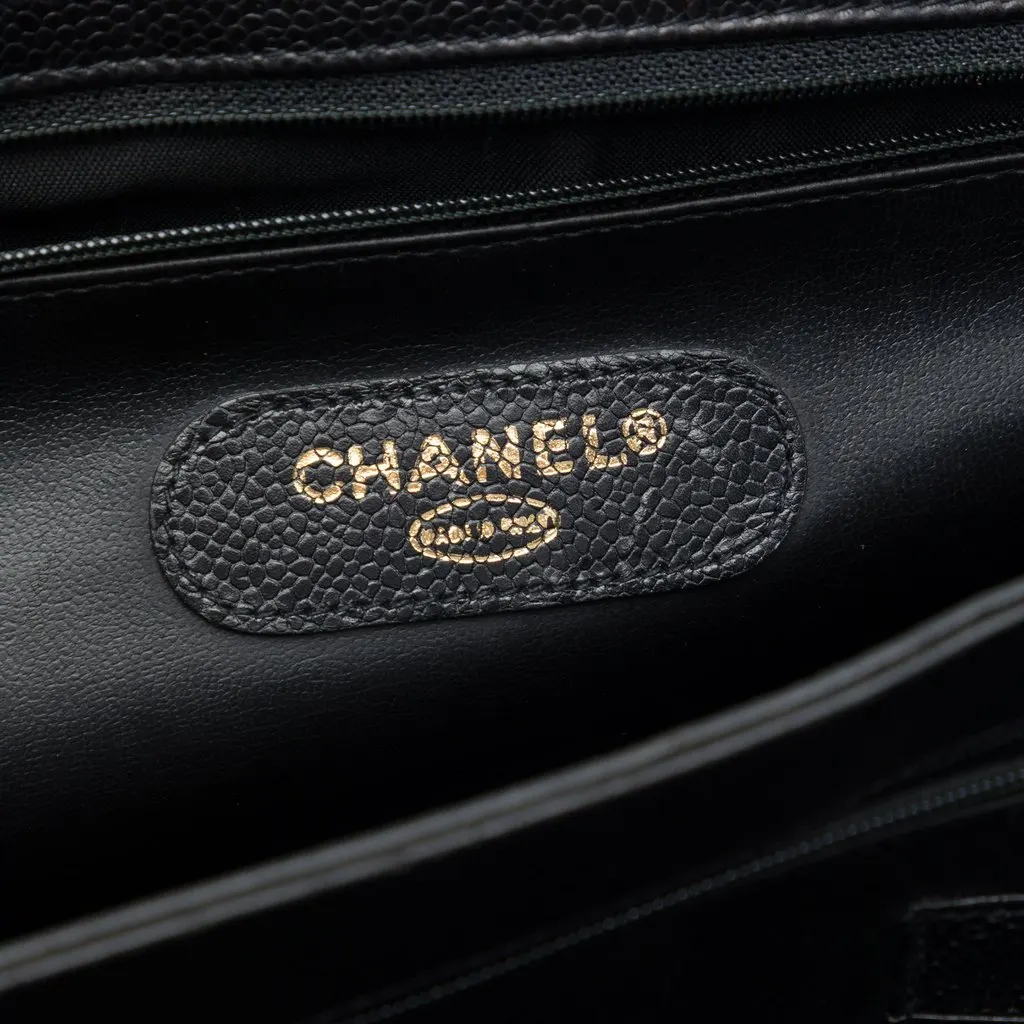 Chanel Quilted Caviar Combination Lock Briefcase Black Leather Good - Box View