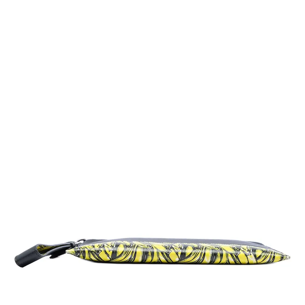 Prada Saffiano Banana Print Clutch Black Leather Very good - Inside View