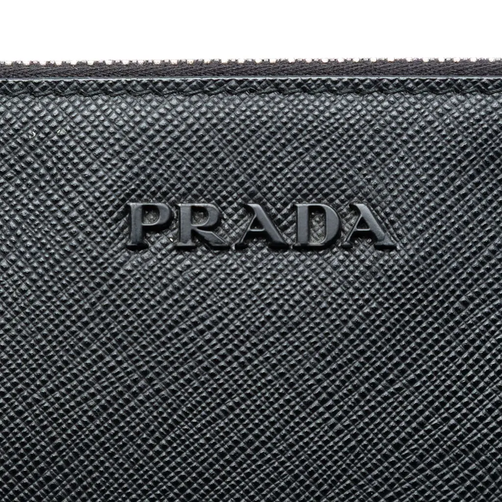 Prada Saffiano Banana Print Clutch Black Leather Very good - Box View