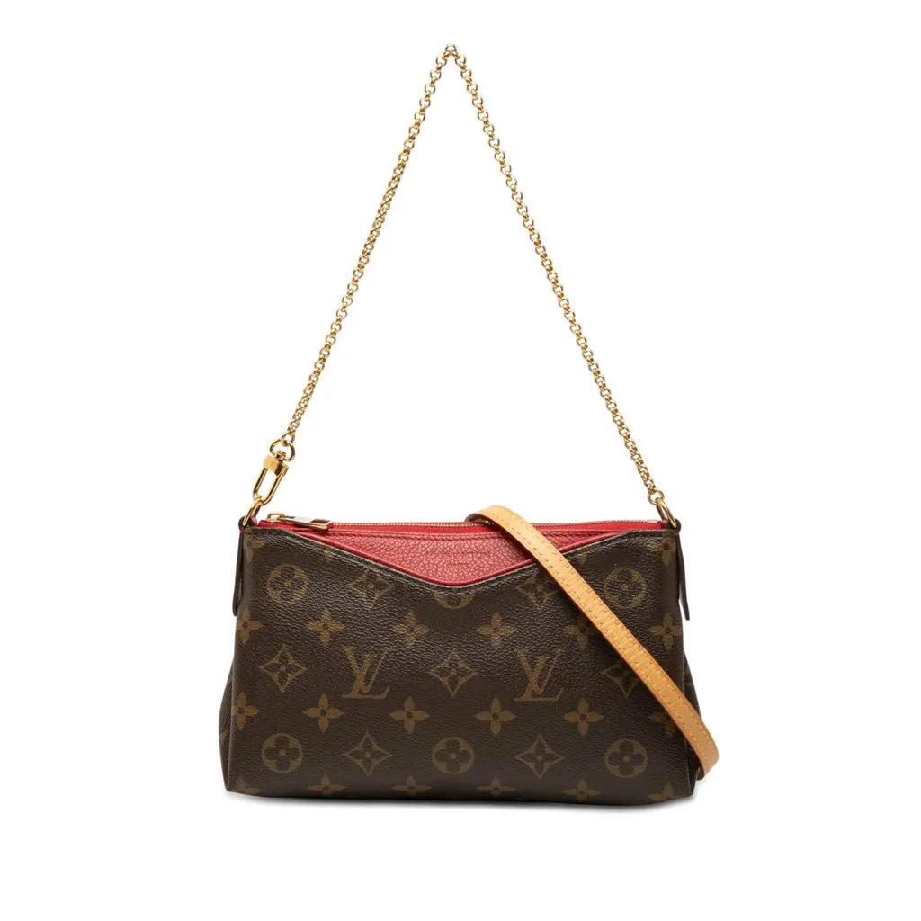 Louis Vuitton Monogram Pallas Clutch Brown Very good - Front View