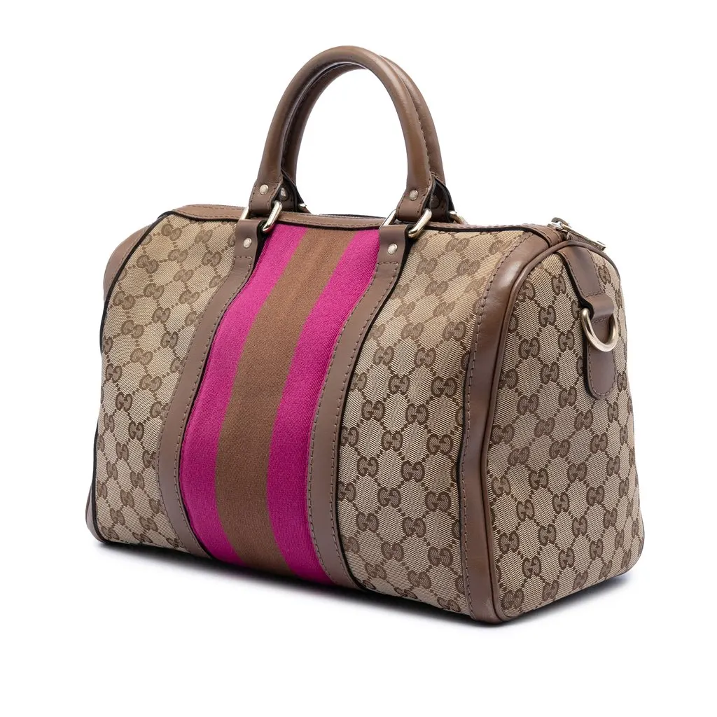 Gucci Medium GG Canvas Web Joy Boston Bag Beige Very good - Back View