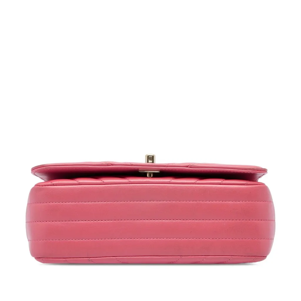 Chanel Mini Chevron Calfskin Statement Flap Pink Leather Very good - Inside View