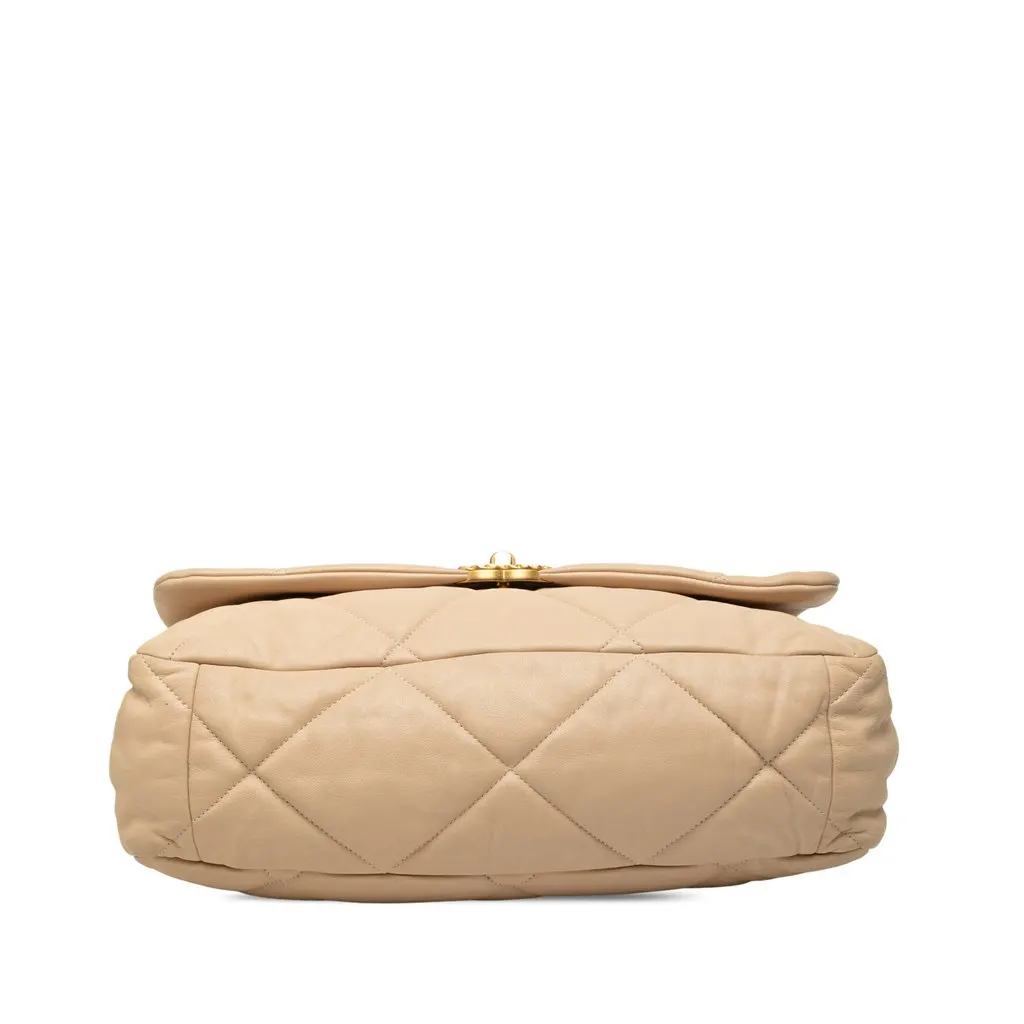 Chanel Maxi Lambskin 19 Flap Beige Leather Very good - Inside View