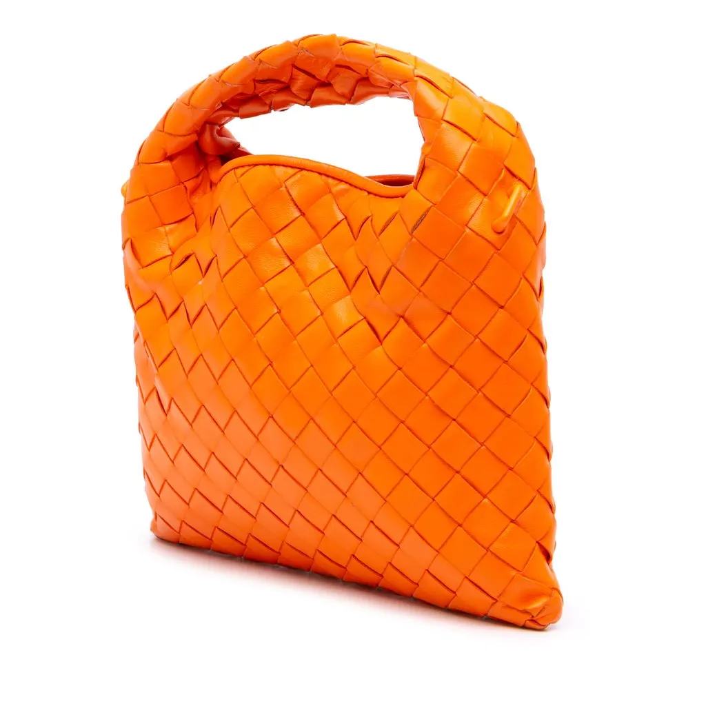 Bottega Veneta Mini Calfskin Intrecciato Hop Satchel Orange Leather Very good - Back View