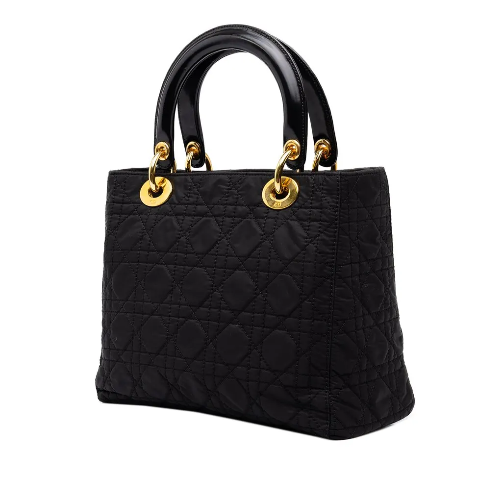 Dior Medium Nylon Cannage Lady Dior Black Polyamide Good - Back View