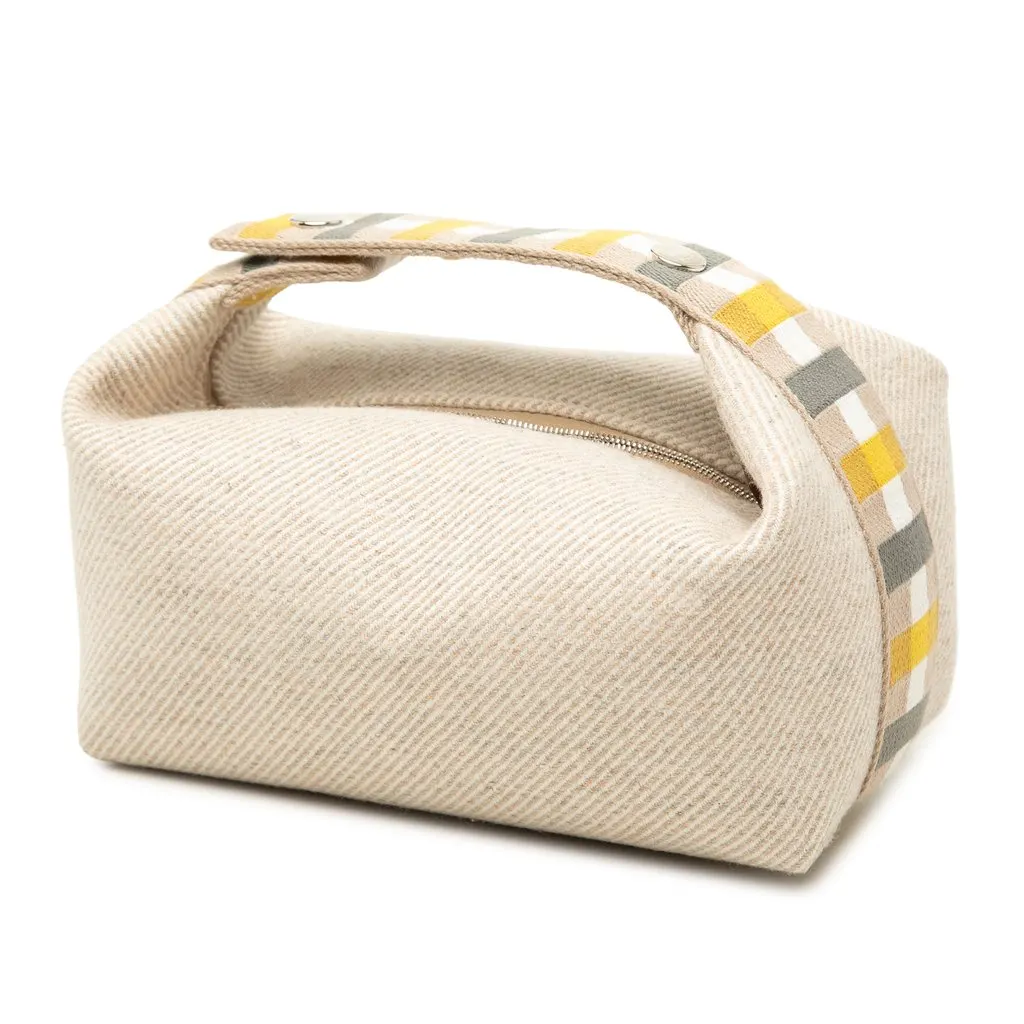 Hermès Small Wool Bride A Brac Au Carre Case Beige Wool Very good - Back View
