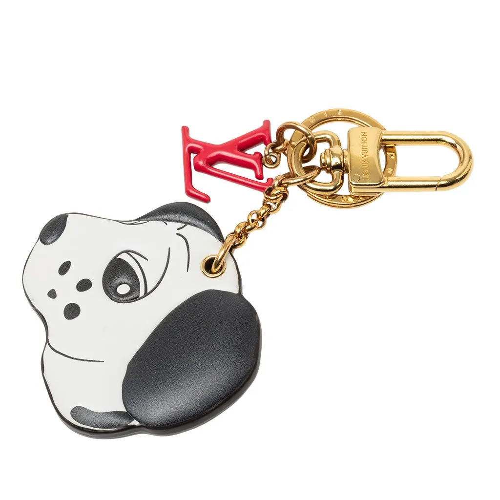 Louis Vuitton Sun Yitian Printed Leather Animogram Dalmatian Bag Charm and Key Holder White Leather Very good - Front View