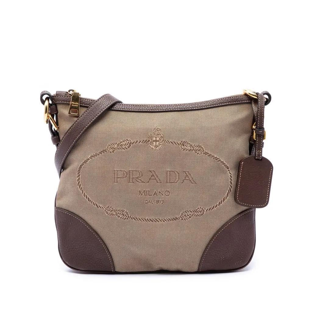 Prada Canvas Canapa Logo Crossbody Beige Canvas Very good - Front View