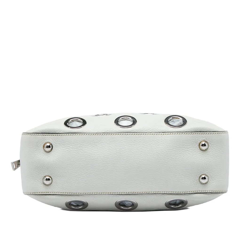 Prada Vitello Daino Grommet Chain Shoulder Bag White Leather Very good - Inside View