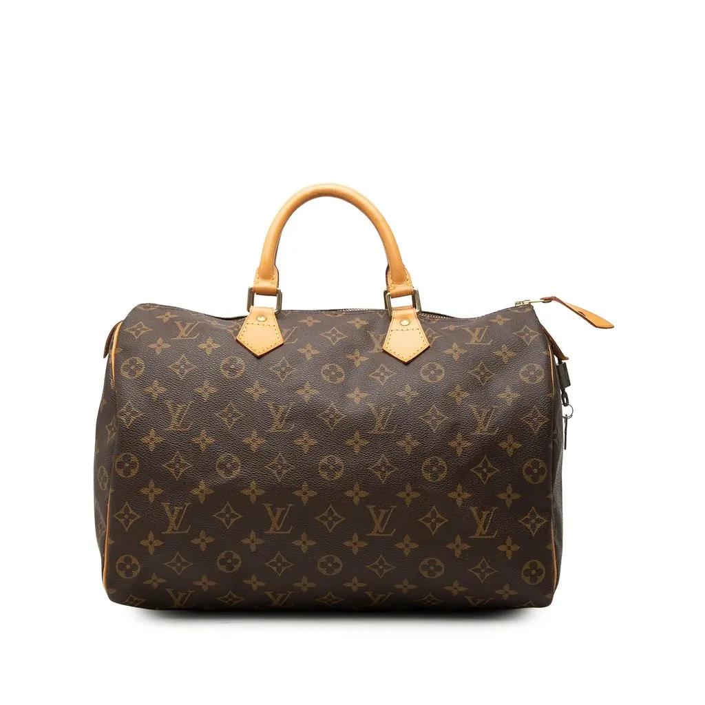 Louis Vuitton Monogram Speedy 35 Brown Canvas Good - Front View