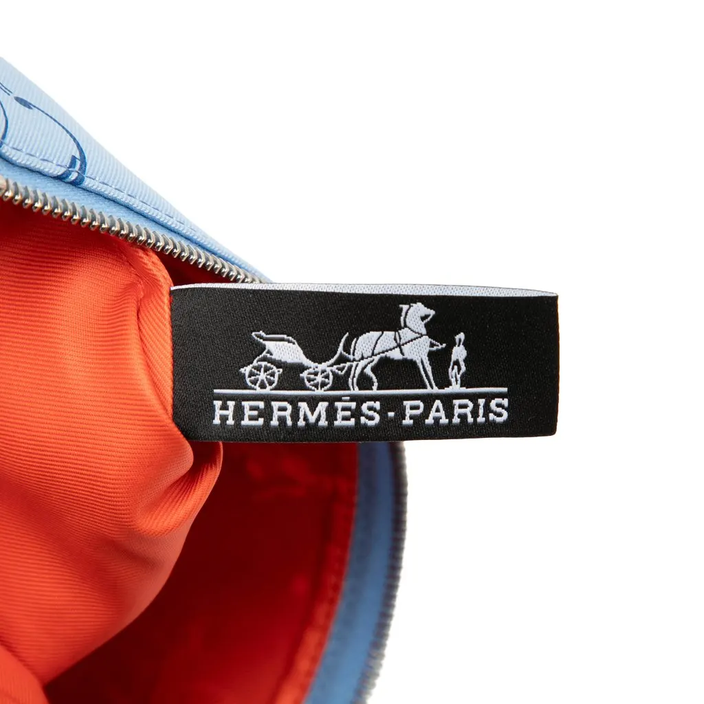 Hermès Silk Ex Libris Les Parisiennes Pocket Cosmetic Case Blue Silk Very good - Box View