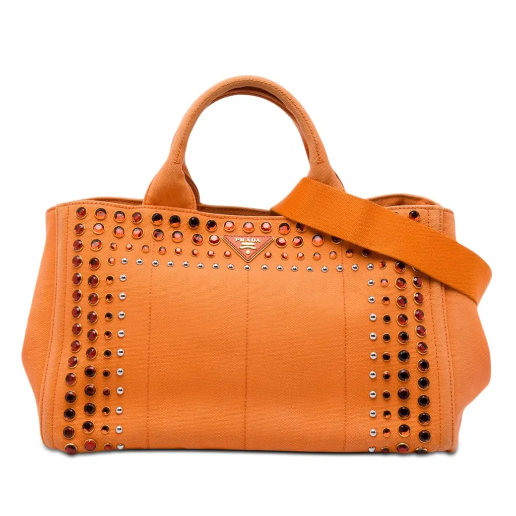 Prada Canvas Canapa Bijoux Satchel Orange Very good - Front View
