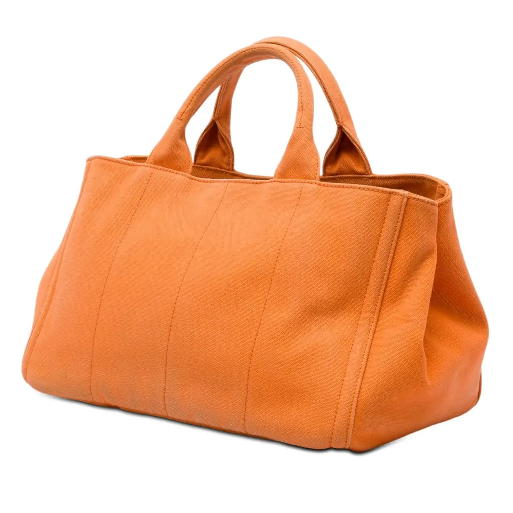 Prada Canvas Canapa Bijoux Satchel Orange Very good - Back View