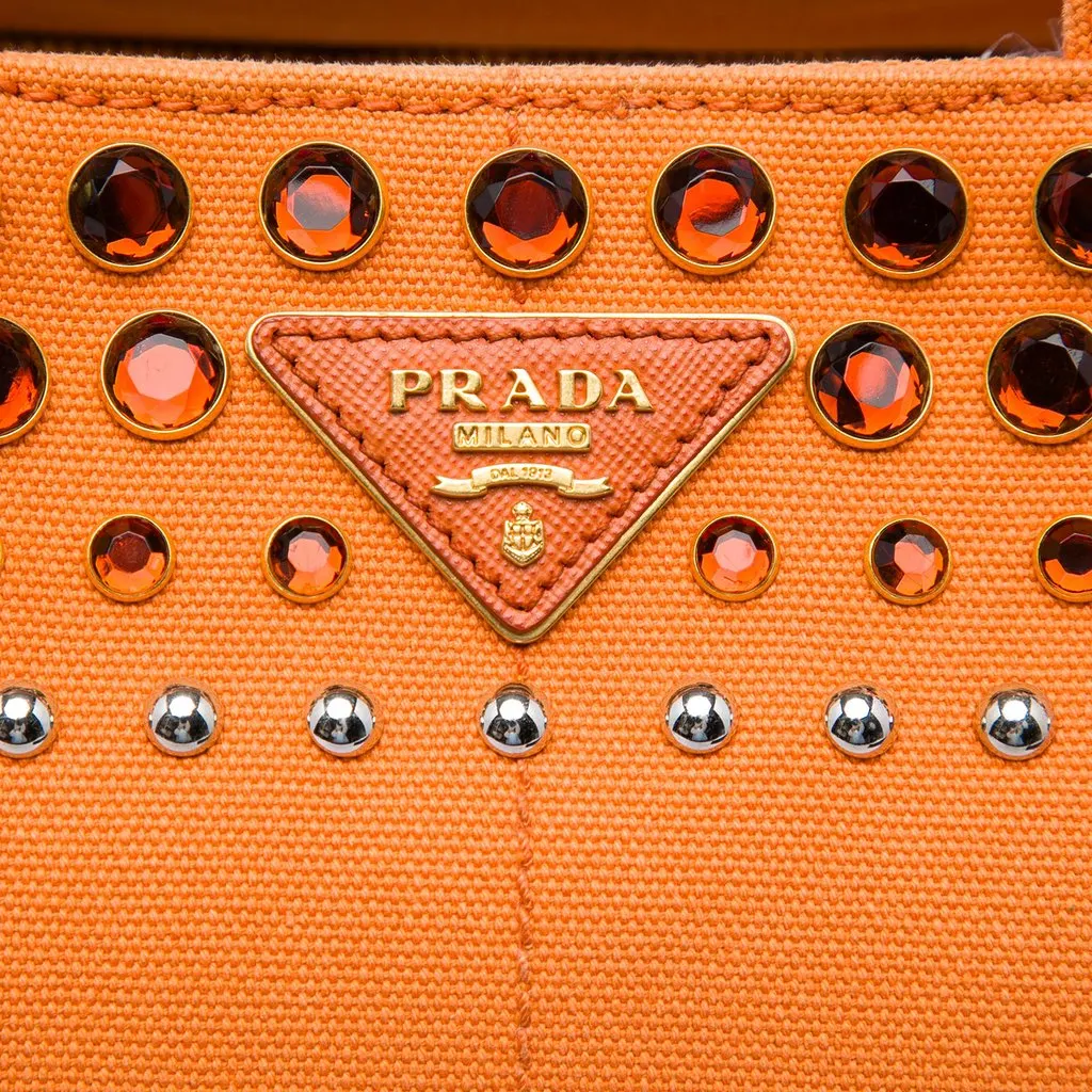 Prada Canvas Canapa Bijoux Satchel Orange Very good - Box View