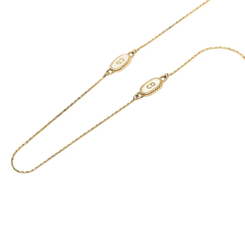 Dior Gold Plated CD Logo Chain Necklace Gold Metal Very good - Back View