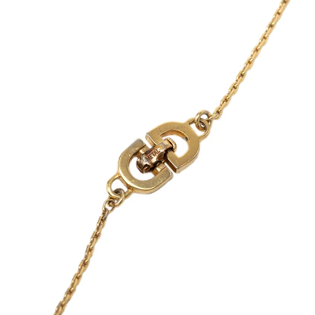 Dior Gold Plated CD Logo Chain Necklace Gold Metal Very good - Model View