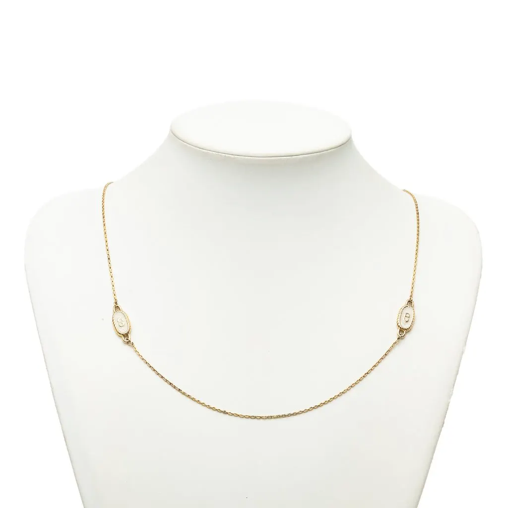 Dior Gold Plated CD Logo Chain Necklace Gold Metal Very good - Box View