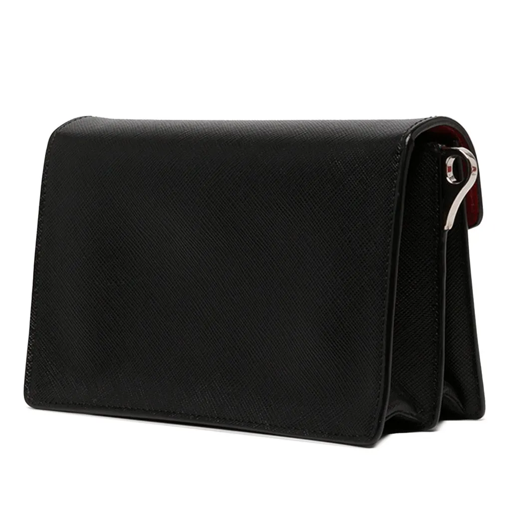 Prada Saffiano Lux Sound Lock Crossbody Black Leather Very good - Back View
