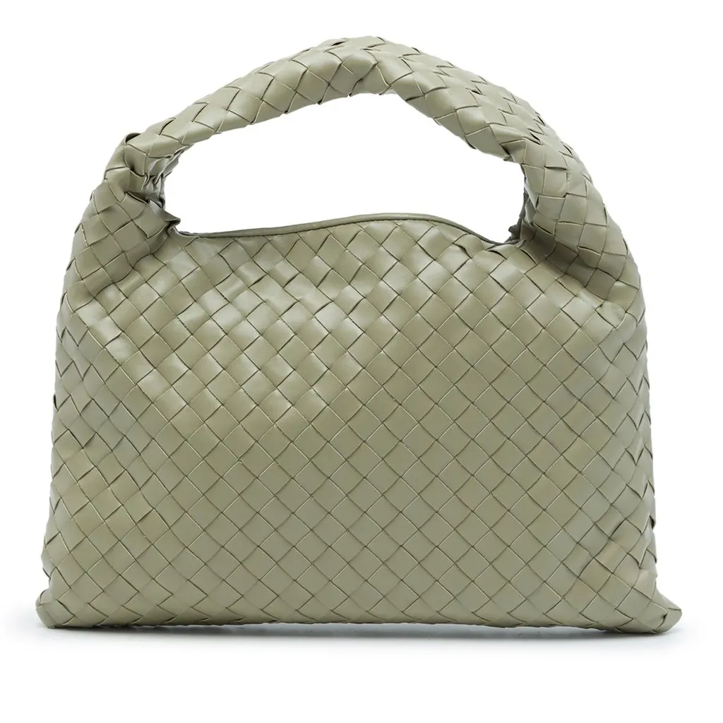 Bottega Veneta Small Nappa Intrecciato Hop Hobo Green Leather Very good - Front View