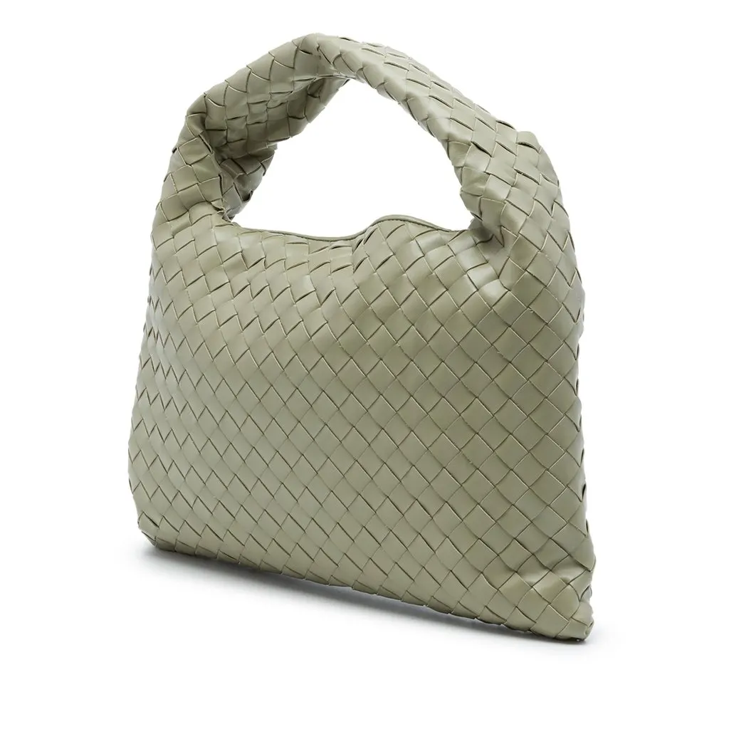 Bottega Veneta Small Nappa Intrecciato Hop Hobo Green Leather Very good - Back View