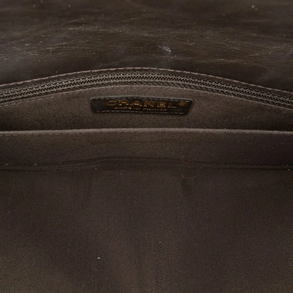 Chanel Paris Hamburg Quilted Aged Calfskin Clutch Black Leather Very good - Model View
