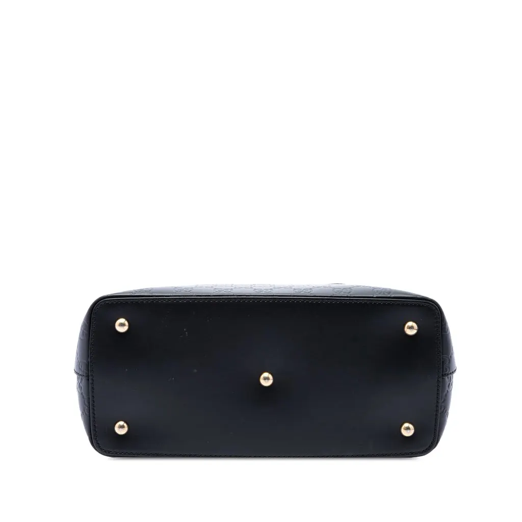 Gucci Guccissima Linea A Fold Over Satchel Black Leather Good - Inside View